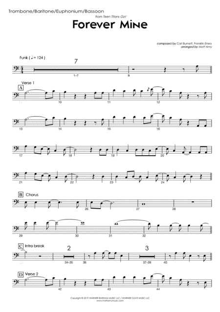 Free Sheet Music Forever Mine From Teen Titans Go Euphonium Bass Clef Play Along