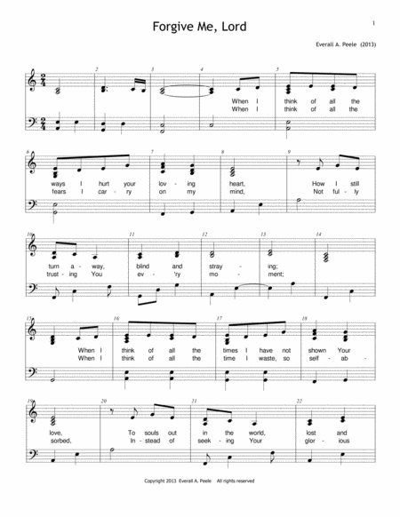 Free Sheet Music Forgive Me Lord