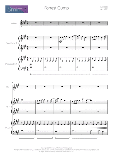 Free Sheet Music Forrest Gump Main Title Feather Theme