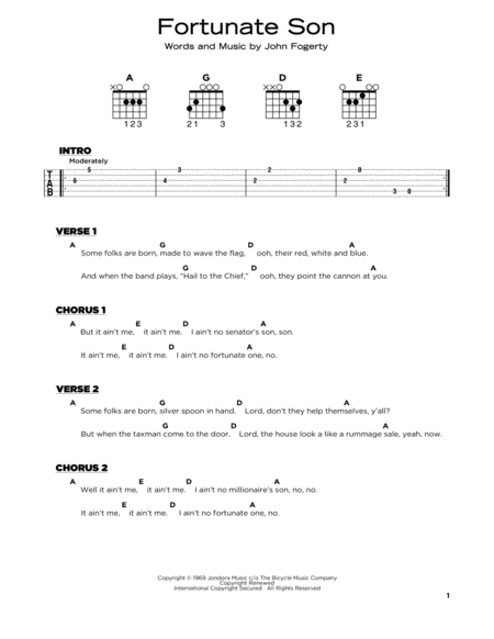 Fortunate Son Sheet Music