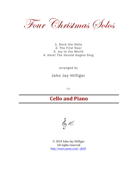 Free Sheet Music Four Christmas Solos For Cello