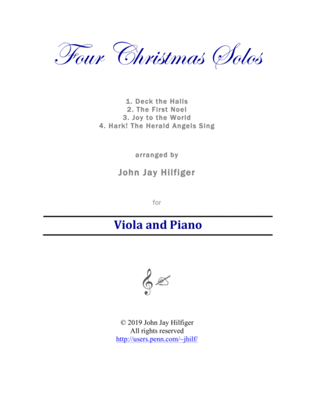 Four Christmas Solos For Viola Sheet Music