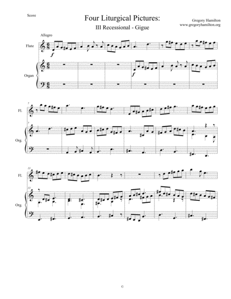 Free Sheet Music Four Liturgical Pictures For Flute And Organ Iii Recessional Gigue