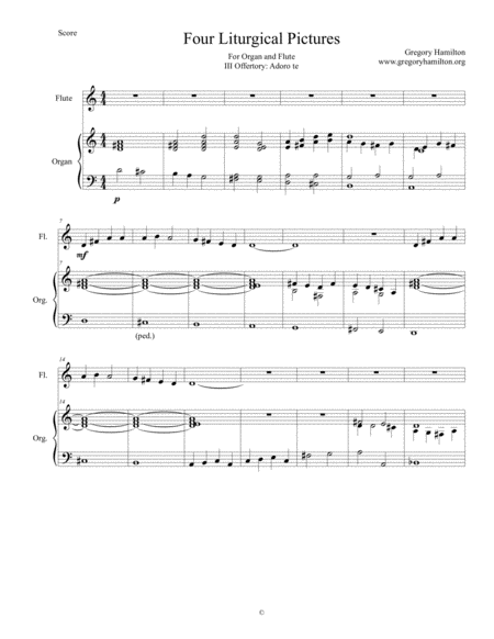 Four Liturgical Pictures For Flute And Organ Iv Adoro Te Devote Sheet Music