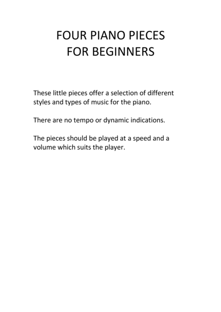 Free Sheet Music Four Pieces For Beginners On The Piano