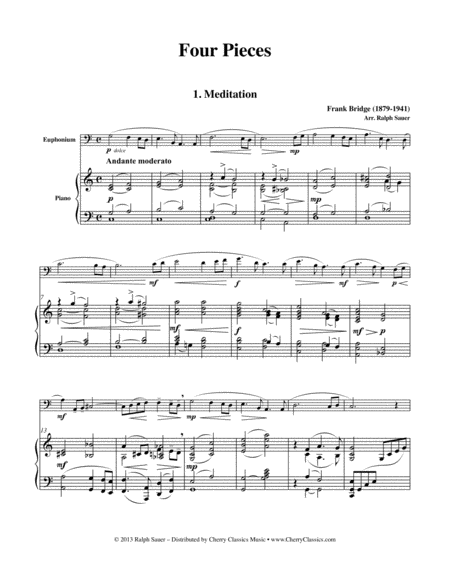 Four Pieces For Euphonium Piano Sheet Music