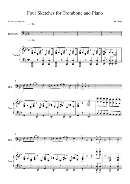 Free Sheet Music Four Sketches For Trombone Piano 4 Mexicanabone