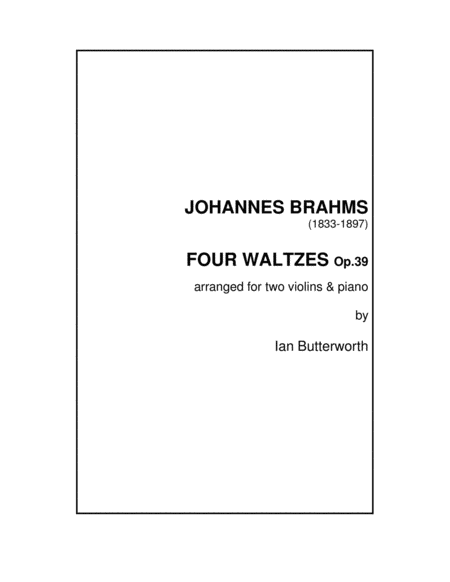 Free Sheet Music Four Waltzes Op 39 For Two Violins Piano