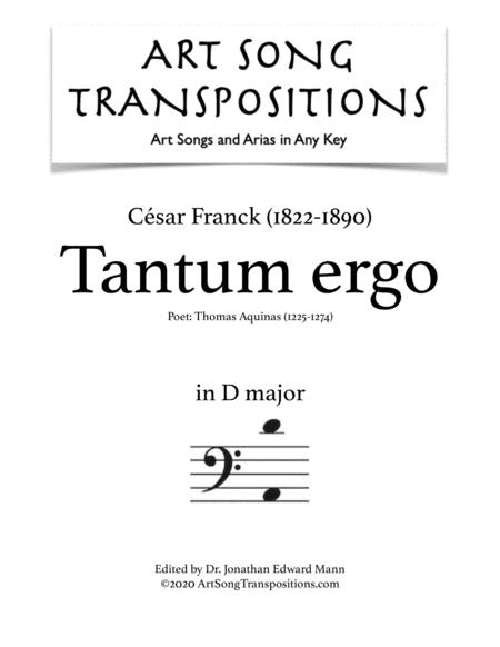 Free Sheet Music Franck Tantum Ergo Transposed To D Major Bass Clef
