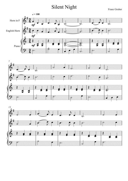 Franz Gruber Silent Night Horn In F And English Horn Duet Sheet Music