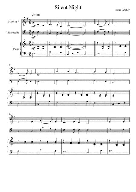 Franz Gruber Silent Night Horn In F And Violoncello Duet Sheet Music