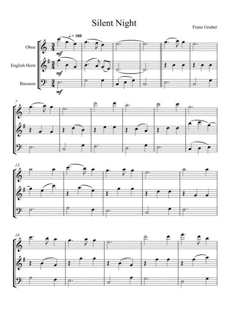 Franz Gruber Silent Night Oboe English Horn And Bassoon Trio Sheet Music