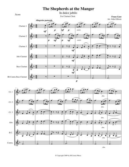 Free Sheet Music Franz Liszt Christmas Tree Suite For Clarinet Choir