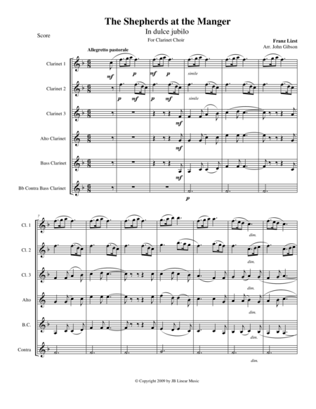 Franz Liszt Christmas Tree Suite For Clarinet Choir Sheet Music