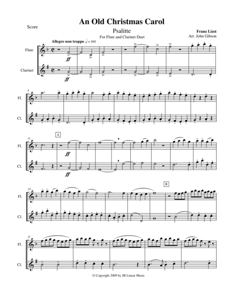 Franz Liszt Christmas Tree Suite For Flute And Clarinet Duet Sheet Music