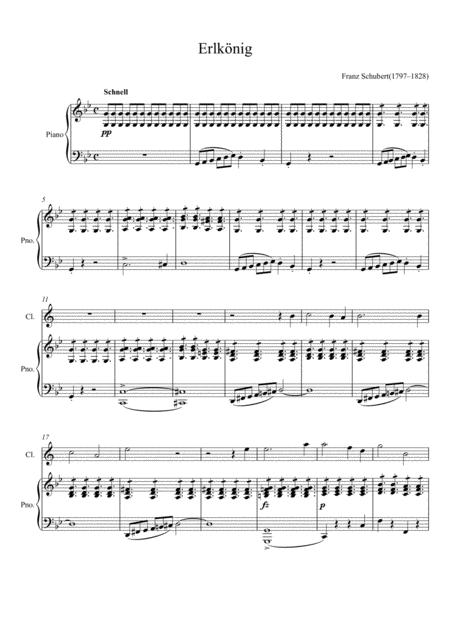 Franz Schubert Erlknig Clarinet Solo Sheet Music