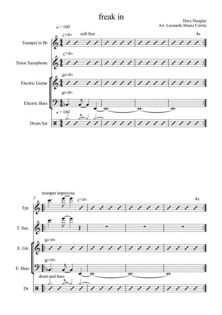 Free Sheet Music Freak In For Jazz Combo Trumpet Bb Tenor Saxophone Guitar Bass And Drums