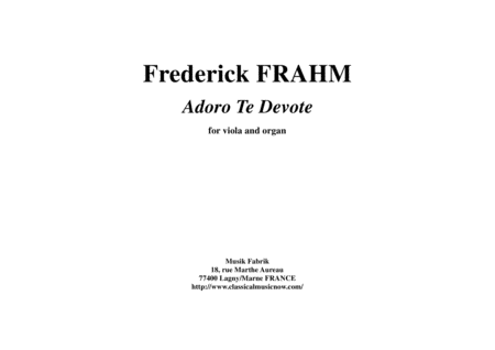 Free Sheet Music Frederick Frahm Adoro Te Devote For Viola And Organ