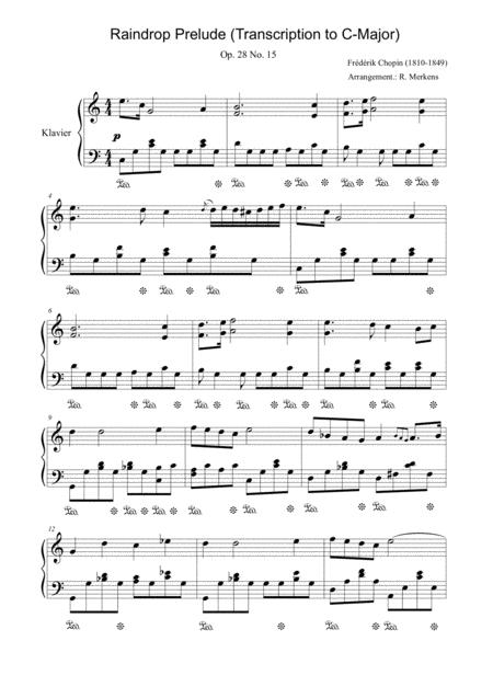 Fredrik Chopin Raindrop Prelude C Major Arrangement Sheet Music