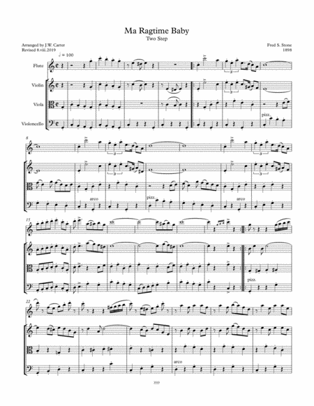 Free Sheet Music Freds Stone Ma Ragtime Baby Two Step 1898 Arranged For Flute String Trio