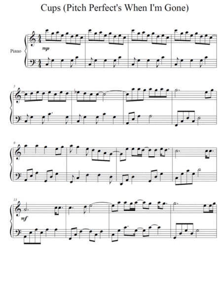 Free Cups Pitch Perfects When I M Gone Easy Piano Sheet Music