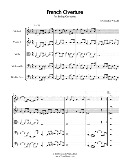 Free Sheet Music French Overture For String Orchestra