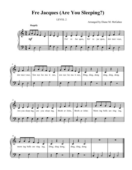 Free Sheet Music Frere Jacques Trad Arr Level 2