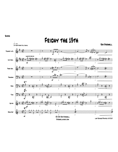 Friday The 13th Septet Version Blowholes Sheet Music