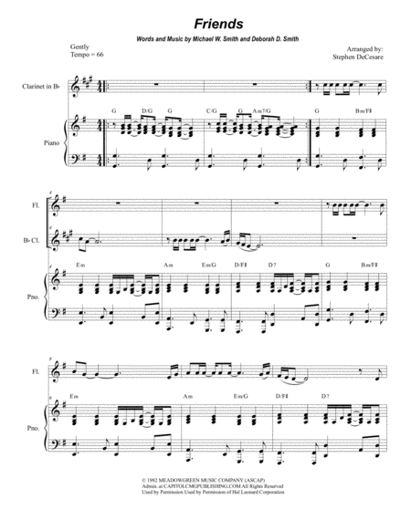 Free Sheet Music Friends Duet For Flute And Bb Clarinet