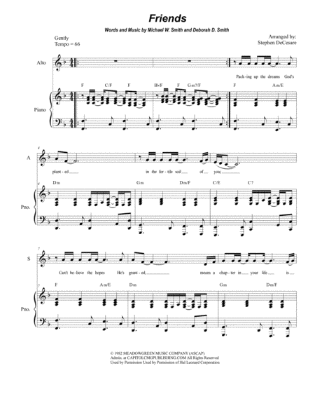 Free Sheet Music Friends Duet For Soprano And Alto Solo