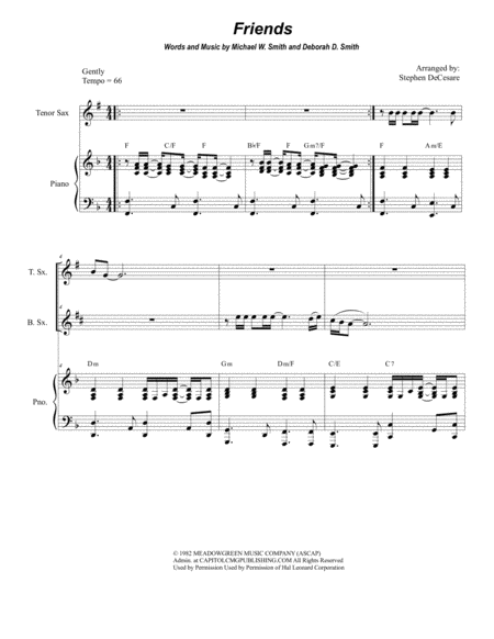 Friends For Saxophone Quartet Sheet Music