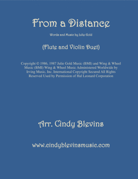 Free Sheet Music From A Distance Arranged For Flute And Violin