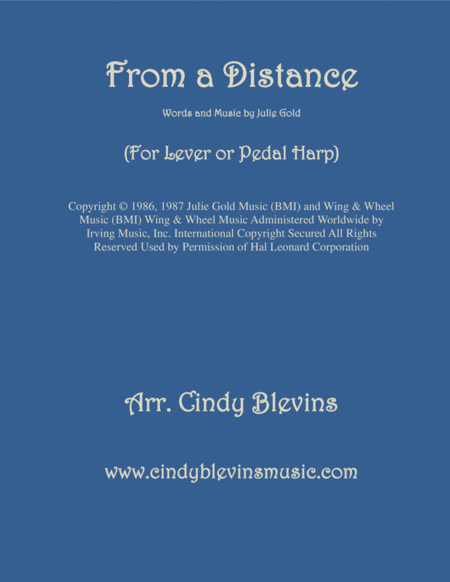 From A Distance Arranged For Lever Or Pedal Harp Sheet Music