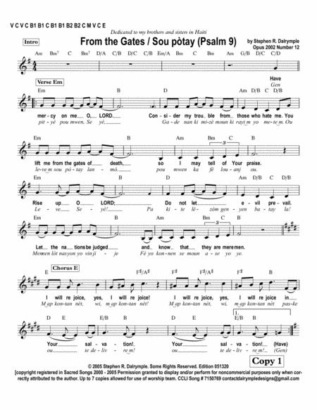 From The Gates Psalm 9 Worship Team Edition Sheet Music