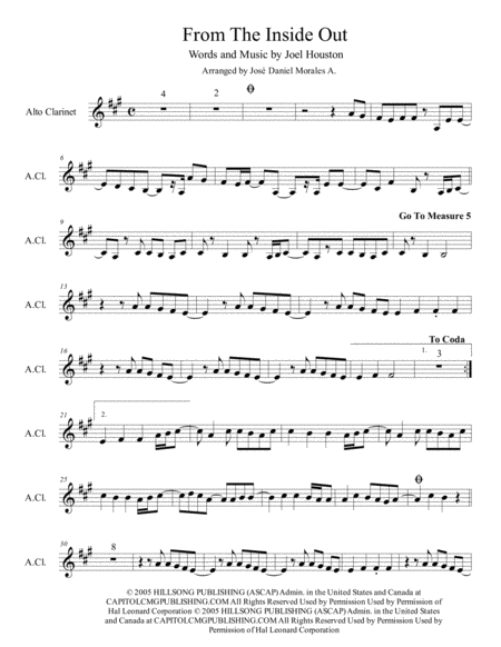 From The Inside Out For Alto Clarinet Sheet Music