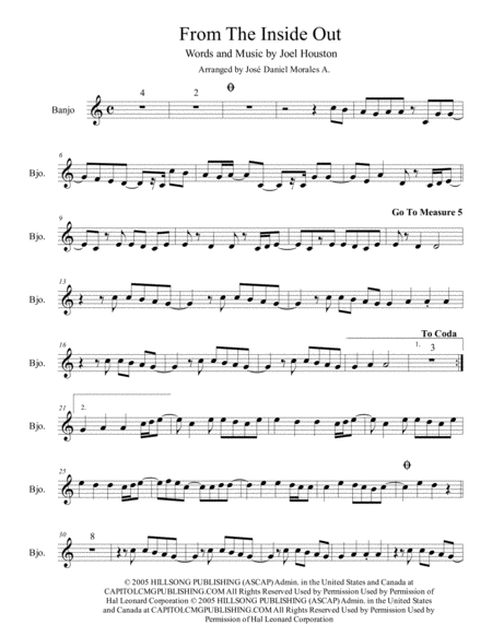 Free Sheet Music From The Inside Out For Banjo