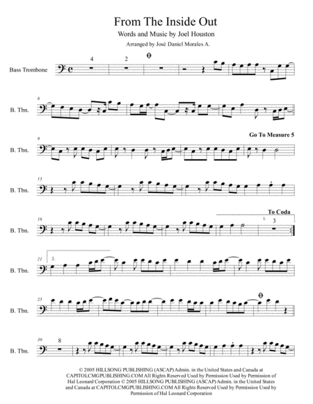 Free Sheet Music From The Inside Out For Bass Trombone