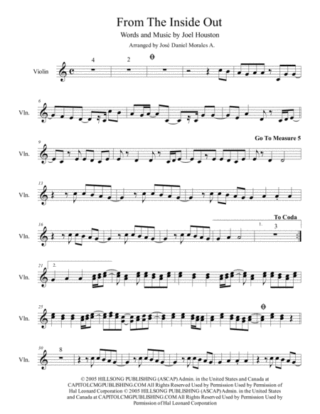 Free Sheet Music From The Inside Out For Violin