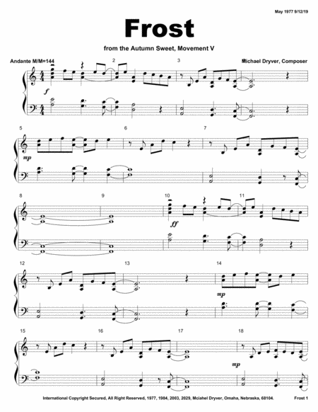 Frost From Autumn Sweet Concerto Sheet Music