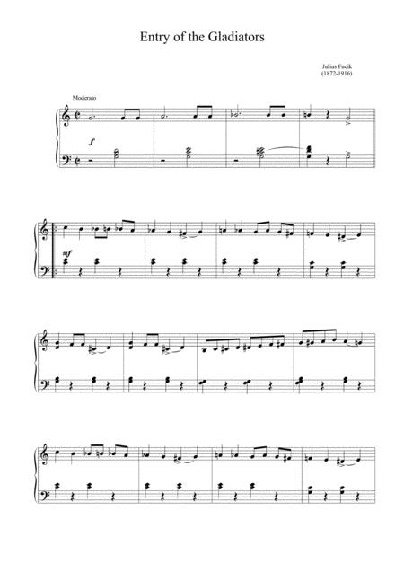 Fucik Entry Of The Gladiators Easy Piano Arrangement Sheet Music