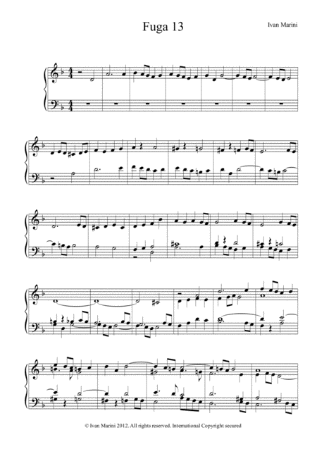 Fuga 13 For Solo Organ Sheet Music