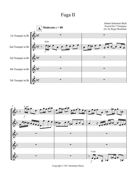 Free Sheet Music Fuga Ii 5 Trumpets