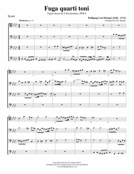 Free Sheet Music Fuga Quarti Toni For Trombone Or Low Brass Quartet