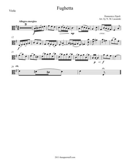 Free Sheet Music Fughetta