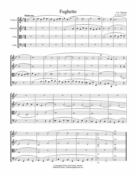 Fughette For String Quartet Sheet Music