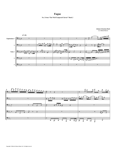 Fugue 02 From Well Tempered Clavier Book 2 Euphonium Tuba Quintet Sheet Music