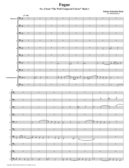 Free Sheet Music Fugue 04 From Well Tempered Clavier Book 1 Bassoon Choir