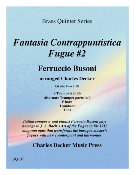 Free Sheet Music Fugue 2 From Fantasia Contrappuntistica For Brass Quintet