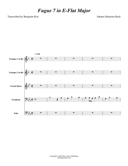 Free Sheet Music Fugue 7 In E Flat Major From The Well Tempered Clavier Book Ii