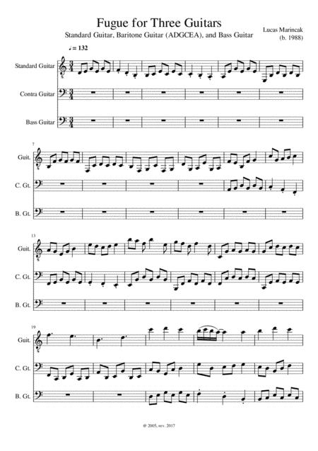 Fugue For Three Guitars Sheet Music